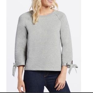 Draper James Tie Sleeve Gray Sweatshirt